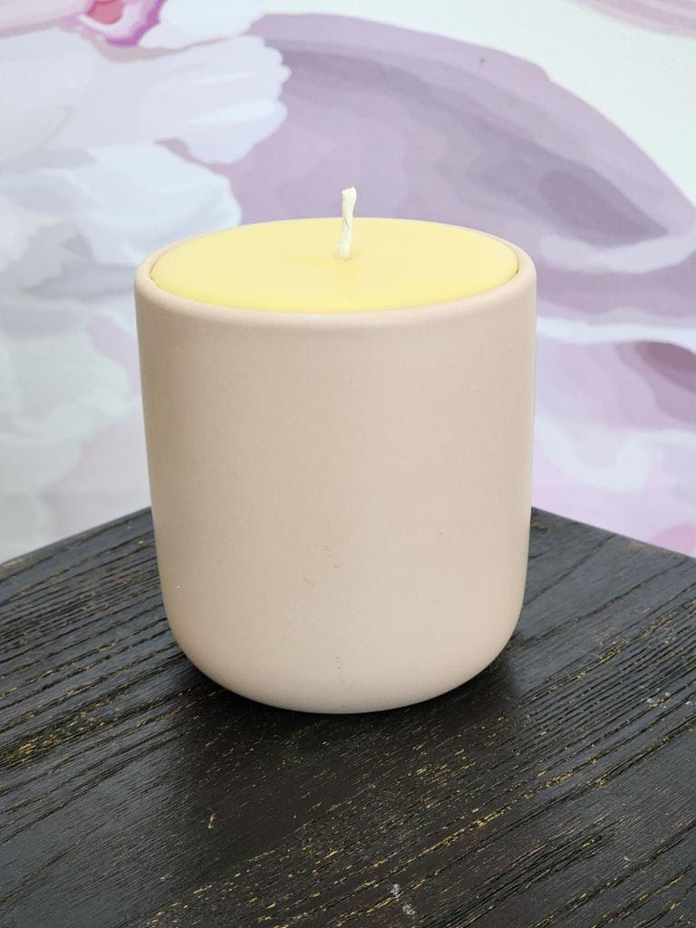 Blush Pink Honey Beeswax Candle